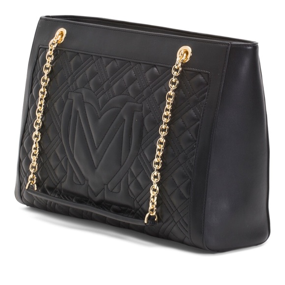 Love Moschino Black Quilted Shoulder Bag with Gold Chain - Picture 1 of 3